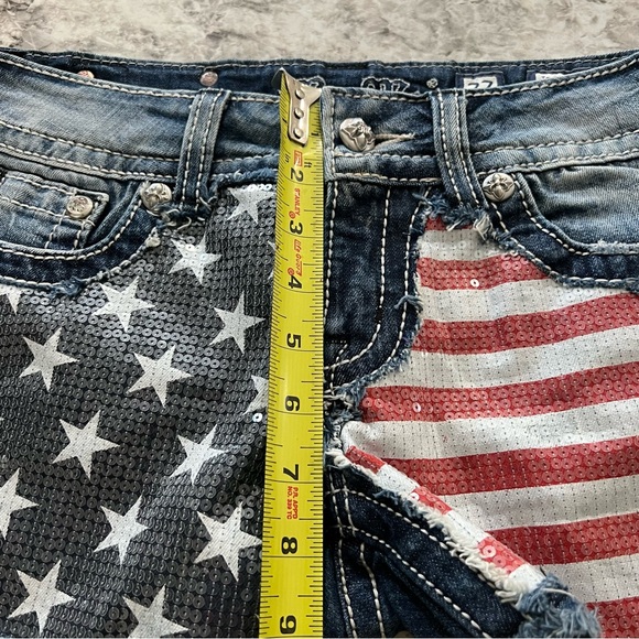 Miss Me shorts rocker American flag size 27 jean red white blue stars stripes - Picture 9 of 10